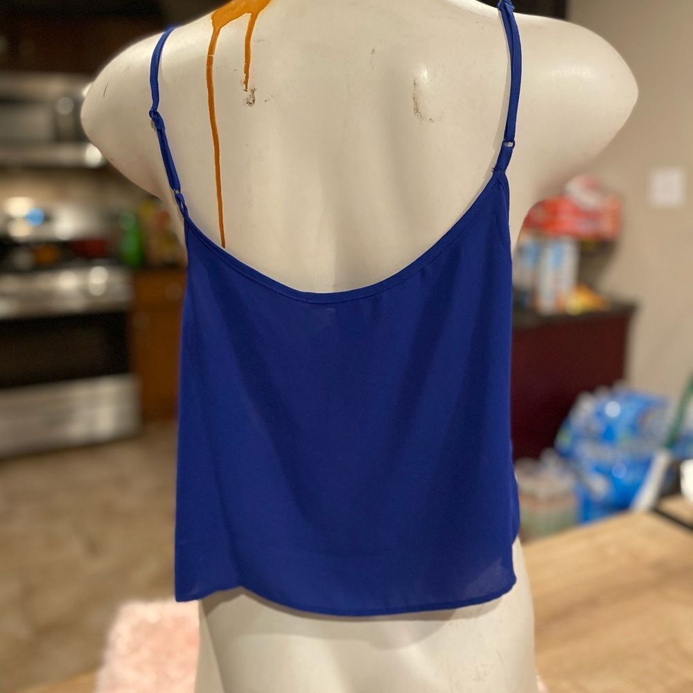 Forever 21 Royal Blue Sheer Cami Tank Top Size M Adjustable Straps - Picture 2 of 3